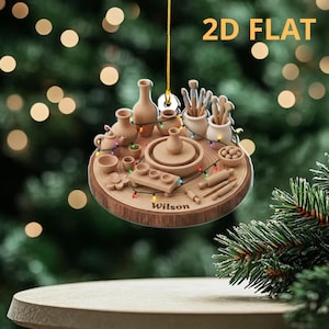 Custom Clay Studio Christmas Decoration, Personalized Pottery Lover Ornament, Unique Gift for Ceramicist or Art Teacher