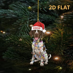 Personalized German Shorthaired Pointer Dog Christmas Ornament, Custom GSP Breed Decor, Light Wrapped Pet Lover Gift, Unique Dog Memorial