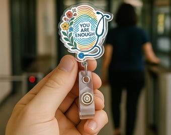 Carretel de crachá de impressão digital floral personalizado: porta-identidade para estetoscópio de enfermeira
