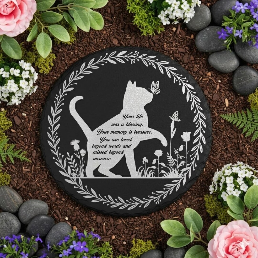 Personalized Cat Memorial Stone Custom Pet Loss Gift Engraved Cat Grave ...