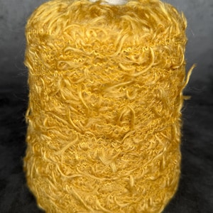 Lineapiù Grizzly (465 g) Italienisches Luxusgarn Superkid Mohair Merino Garn Nanometer 2100 Senf Gelb Bouclé Cone