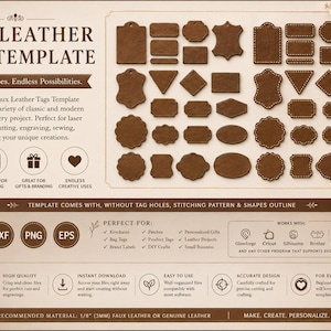 Faux Leather Tags SVG Bundle | Clothing Label Template, Patch Cut File (Digital Download)