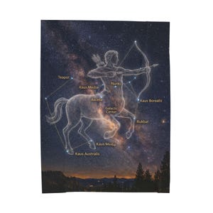 Sagittarius Constellation Blanket | Archer Star Map Astral Design | Velveteen Plush Throw | Celestial Zodiac Gift | Astrology Decor