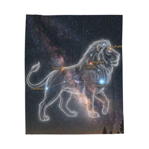 Leo Constellation Lion Velveteen Plush Blanket | Astrological Star Map Throw
