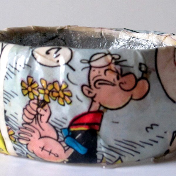 Popeye comic bracelet, popeye the sailor and Olive oyl Bracelet, papermache