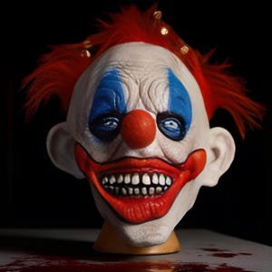 Funny Clown Latex Mask , Scary Joker Head Cover, Halloween Horror Costume Prop, Haunted House, Amusement Park & Cosplay Prank Mask