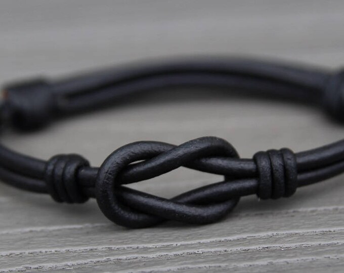 Leather Love Knot Bracelet Eternal Knot Bracelet Adjustable Bracelet