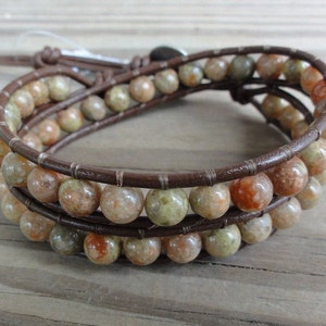 Leather Wrap Bracelet Autumn Jasper Double Wrap image 3