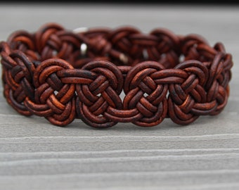 Wide Leather Celtic Knot Bracelet  - Single Leather Wrap Bracelet - Unisex - Mens Bracelet - Womens Bracelet