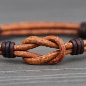 Leather Love Knot Bracelet - Eternal Knot Bracelet - Adjustable Bracelet - Friendship Bracelet - Celtic Bracelet - Unisex - Mens Bracelet