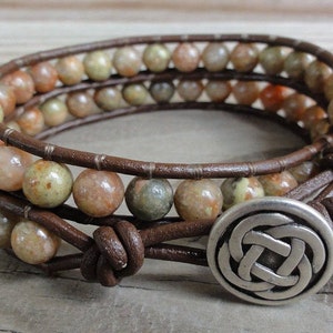 Leather Wrap Bracelet Autumn Jasper Double Wrap image 1