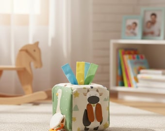 Scatola di fazzoletti a forma di animale, ispirata al metodo Montessori.