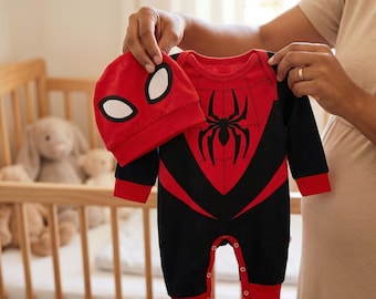 2PCS Baby Boy Spider Jumpsuit Set