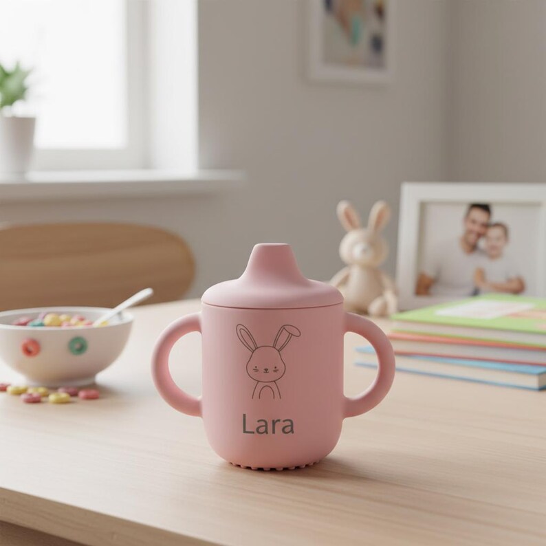 May include: A white ceramic mug with a black handle and the text "But First, Coffee" in a bold, black font. The mug is set against a neutral background, highlighting its simple design.