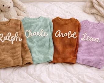 Maglione per neonato personalizzato con nome ricamato a mano, regalo