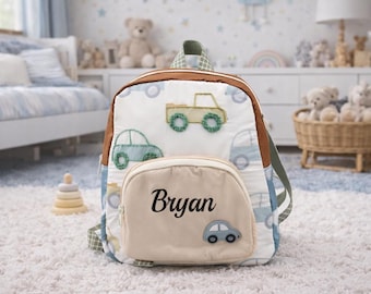 Zaino personalizzato per bambini con ricamo auto