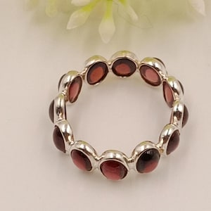 Handgjord 925 Sterling Silver Alliance Ring Granat Ädelsten