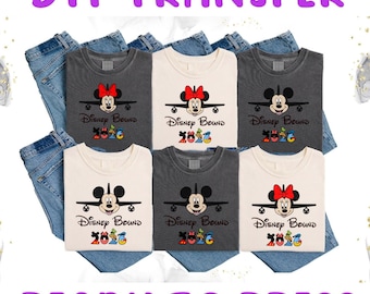 Transferencia DTF de Disney Bound 2026, Vacaciones de Mickey y sus amigos, Retro, Listo para imprimir, Transferencia DTF para viaje familiar a Disneyland, Viaje DTF a Disneyland