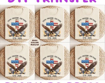 EE. UU. 250 años de libertad (DTF) Transferencia /1776–2026 Diseño de águila patriótica / Cruz de águila cristiana del 4 de julio Impresión DTF / Lista para imprimir (dtf a color)