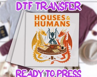Casas de juegos Humanos Transferencia DTF / Diseño de parodia de RPG divertido / Humor de videojuegos geek Impresión DTF / Listo para imprimir DTF a todo color