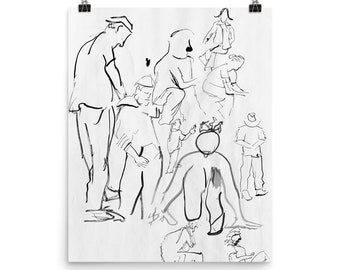 Life Illustration 1 - Reproduction Poster Print of Original Black and White Art Drawing