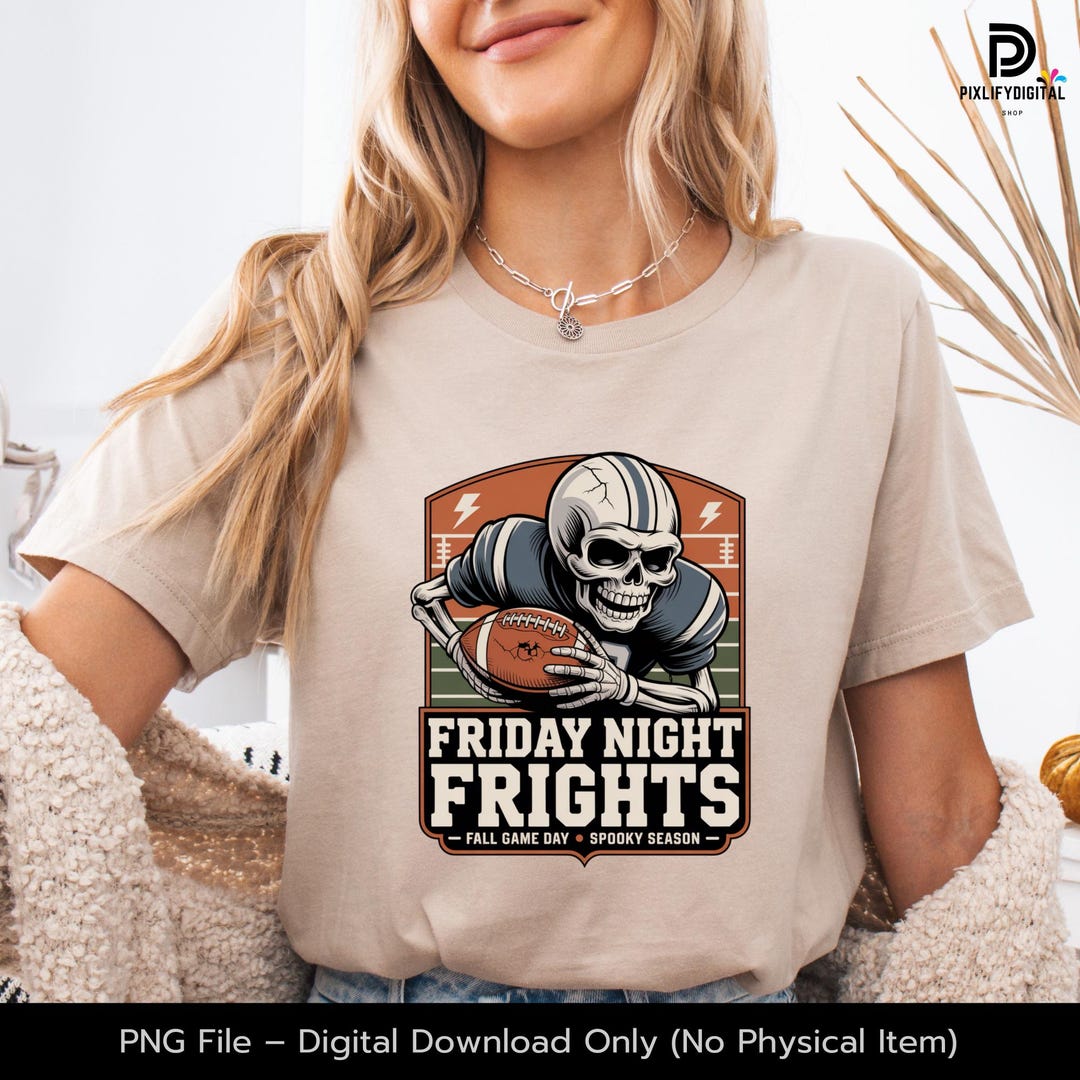 Skeleton Friday Friday Night Frights PNG, Retro Skeleton Football Player Halloween ...