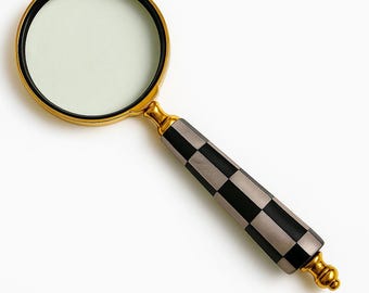 Antique Brass 10X Magnifier: Vintage Handheld Reading Magnifying Glass News Paper Reader, Jewellery Check