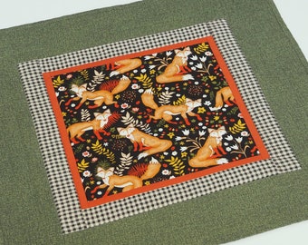 Fox Quilted Table Topper | Woodland Forest Cottagecore Decor