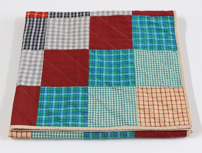 Red Blue Plaid Patchwork Baby Quilt Nursery Decor Home Living Blankets Throws Dalasmaker Se