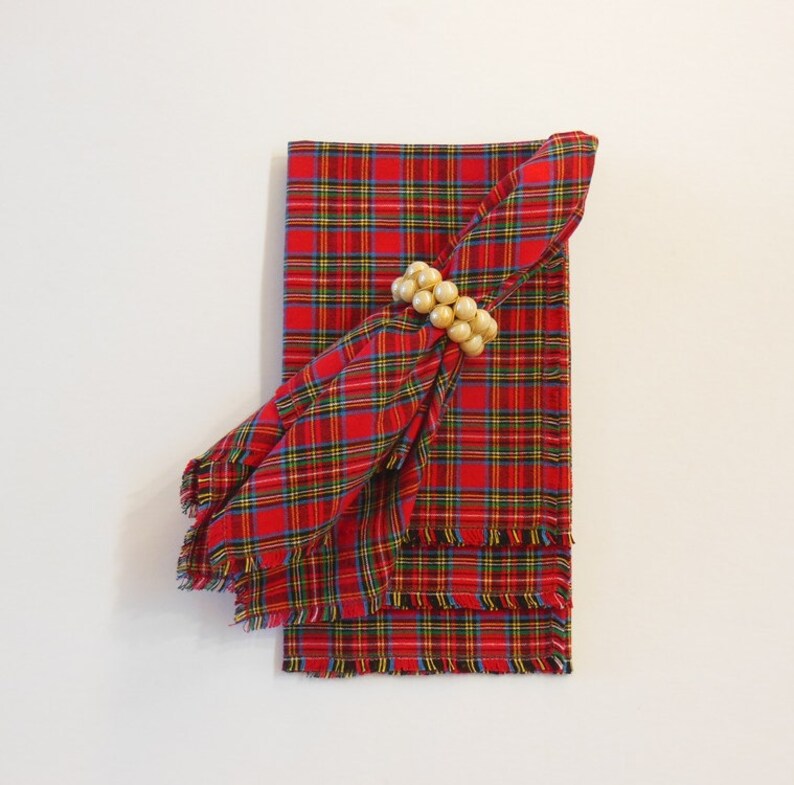 Cloth Napkins Classic Red Tartan Plaid Table Linens Holiday Etsy