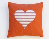 Heart Pillow, Quilted Pillow Cover, Decorative Pillows 12" x 12"