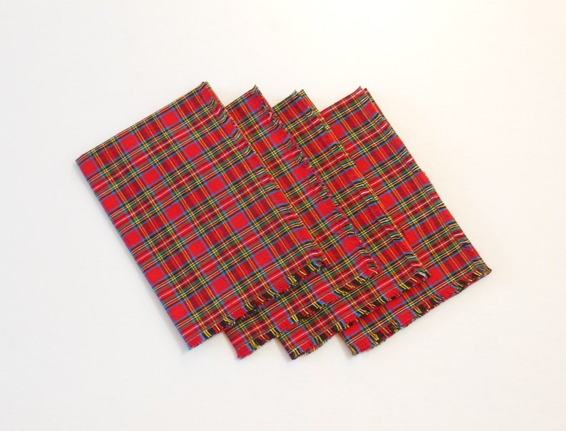 Cloth Napkins Classic Red Tartan Plaid Table Linens Holiday Etsy