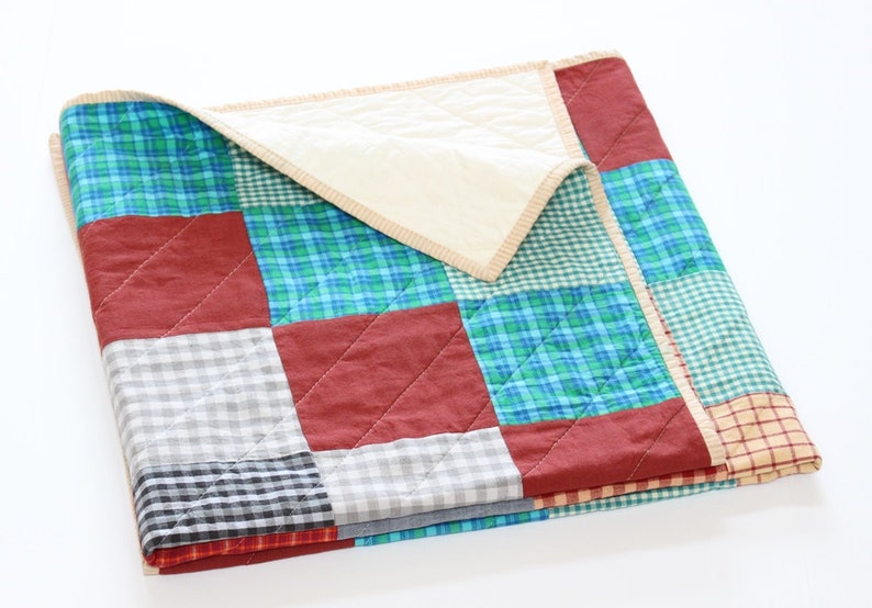 Red Blue Plaid Patchwork Baby Quilt Nursery Decor Home Living Blankets Throws Dalasmaker Se