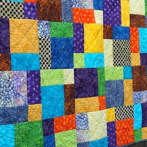 Bright Batik Patchwork Throw Quilt