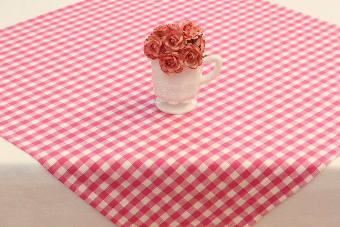 Pink Gingham Checkered Tablecloth Etsy