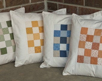 Vintage Patchwork-Steppkissenbezug, 45 x 45 cm, Baumwolle, Cottagecore-Dekor