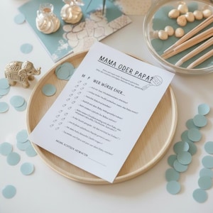 Babyparty Spiel: Mama oder Papa? | Wer würde eher? | Baby Shower Spiel | Spiel für die Babyparty | Spiel für Gäste | Digitaler Download