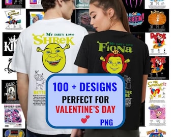 Couple Shirt Designs Bundle 88 PNG | Valentine's Day Love Designs for Sublimation, POD & T-Shirts