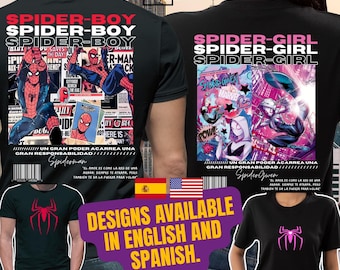 Design per maglietta di San Valentino con Spider Boy e Spider Girl | Magliette coordinate per coppie | Supereroi dell'amore in formato PNG | File di sublimazione