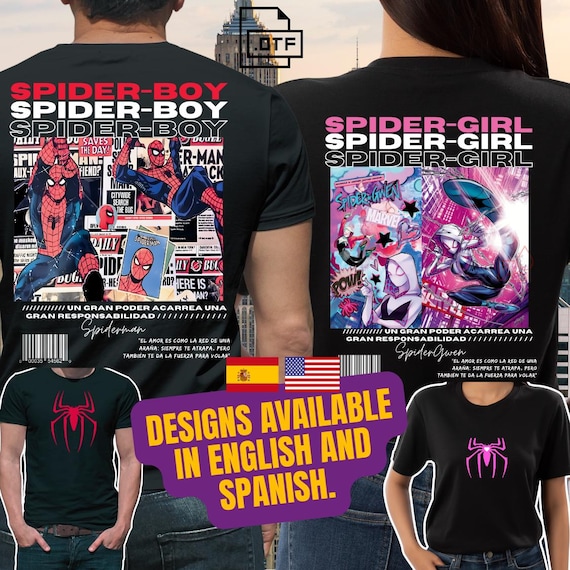 Spider Boy & Spider Girl Valentine Shirt Design | Couple Matching T-Shirts | Love Superhero PNG | Sublimation File