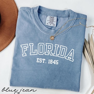 Comfort Colors® Florida-skjorta, etablerad 1845-skjorta, universitetsskjorta, statlig stolthet-skjorta, Florida-älskare-skjorta, gåva till Florida
