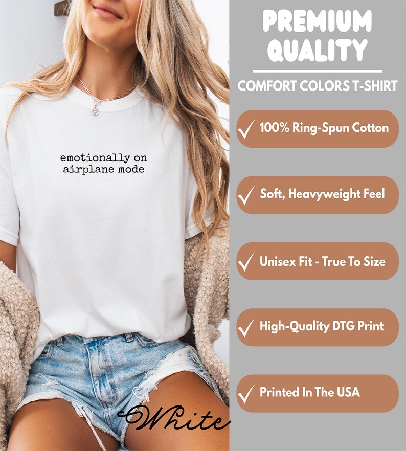Emotionally on Airplane Mode T-Shirt, Comfort Colors Tee, High-Quality DTG Print, Soft Heavyweight Feel, Unisex Fit