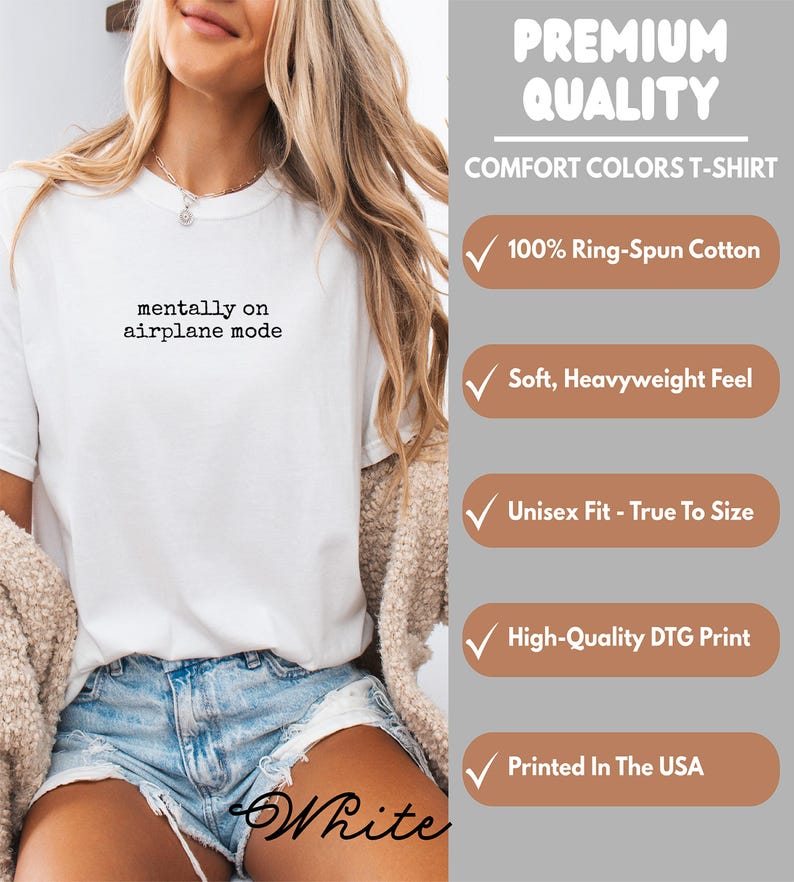Airplane Mode T-Shirt, Premium Quality Comfort Colors Shirt, Unisex Fit Tee, Airplane Travel Shirt, Fun Graphic Tee