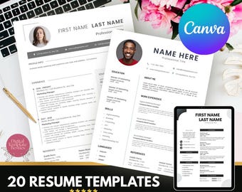 Plantilla de currículum de Canva: moderna, profesional y compatible con ATS (descarga digital)