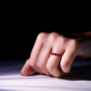 Rubin CZ-alliansring, 925 sterlingsilverarmband, handgjort