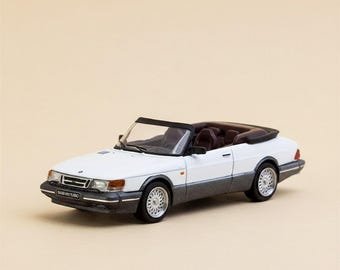 Saab 900 Turbo Convertible 1/64 White Model Toy Car