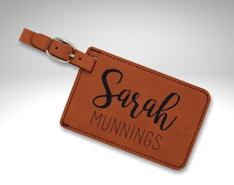 Citrus Twist Bag Tag Citrus Slice Design Monogrammed Plastic ID Tag w Leather Strap Travel Accessory Gift Personalized Luggage Tag