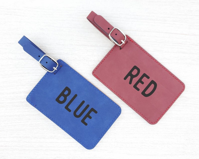 Custom Engraved Vegan Leather Luggage Tag Travel Gift Etsy