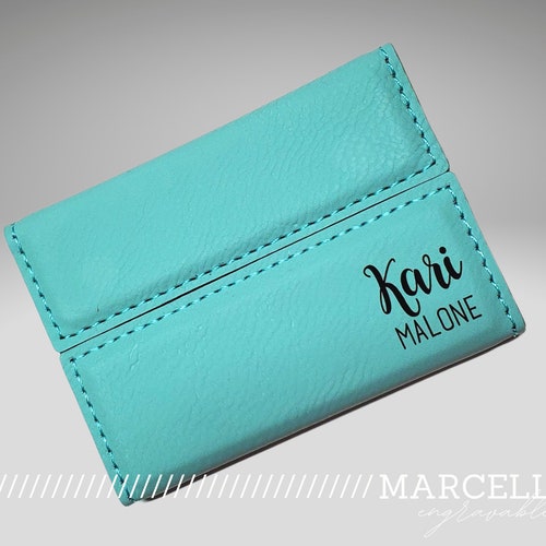 Personalized Business Card Holder Vegan Leather Custom Etsy