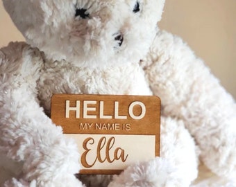 Wooden Hello My Name is Sign, Birth Announcement Sign, Baby Shower Gift, Newborn Photo Prop